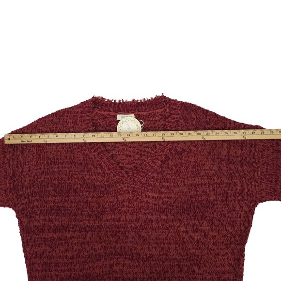 Umgee Sweater Womens XL Distressed Hem V Neck Pullover Knit Wine NEW - Picture 4 of 16